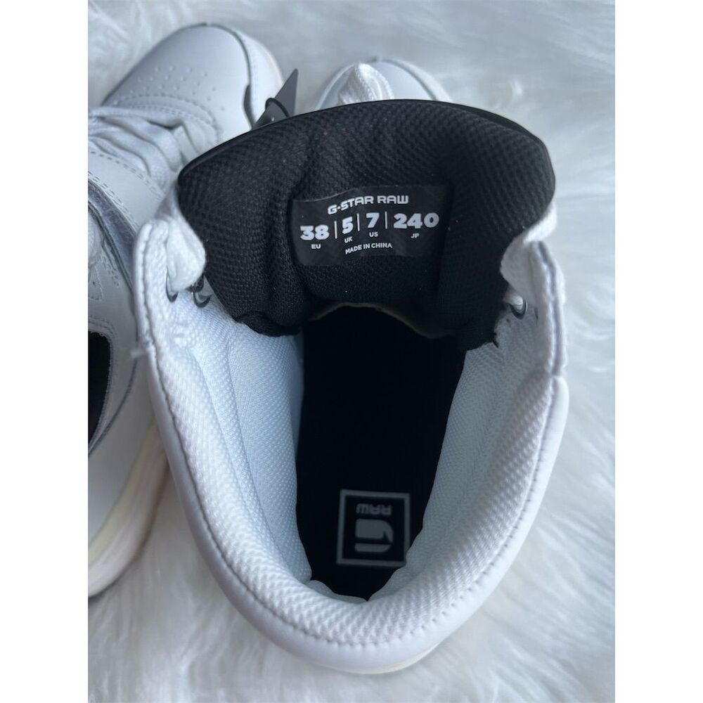 🆕 G-STAR Raw Attac Women’s Mid Sneakers White/Black Size 7 US - Picture 9 of 11
